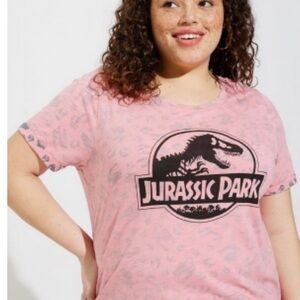 Jurassic Park Classic Fit Crew Neck Roll Sleeve Top